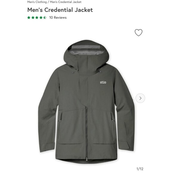 Stio Mens Credential Jacket Charcoal Gray Waterproof Ski Snowboarding $549 MSRP - Picture 1 of 7